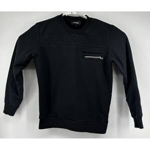 Diesel Black Crewneck Pullover Zippered Chest Pocket Men's Size Small